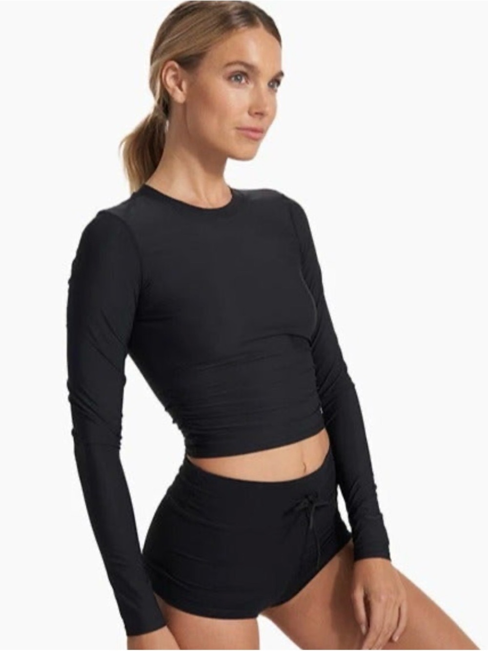 Vuori Black Long-Sleeve Crop Top